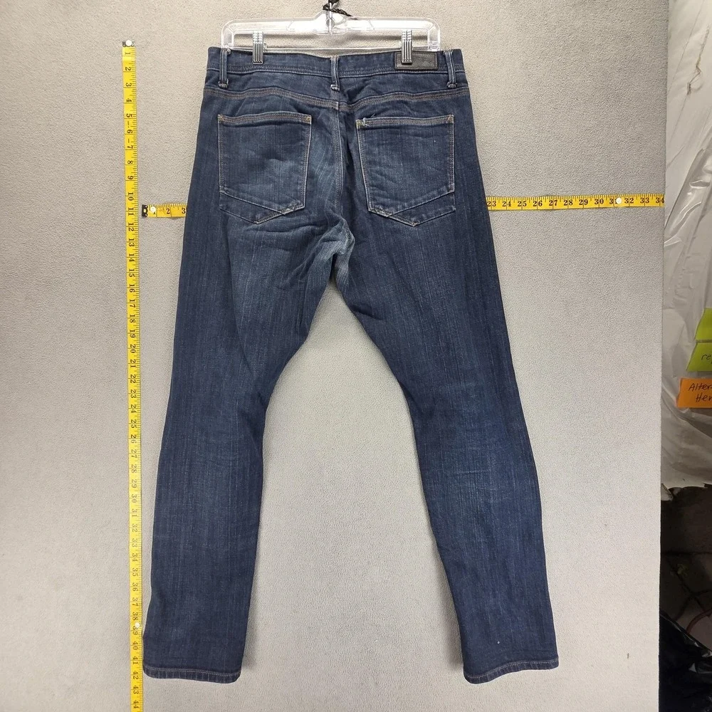 Selvedge Jeans Mens Blue SPAO Medium Wash‎ Zip Fly Whiskers Tapered Fits 32x30